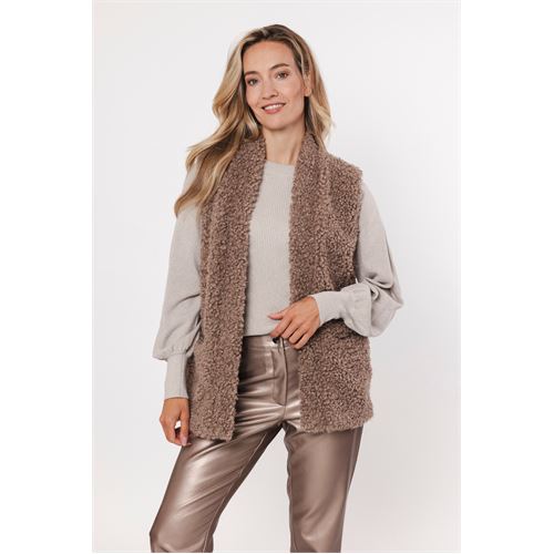 Poools dameskleding jassen & blazers - gilet teddy. mix  (bruin)