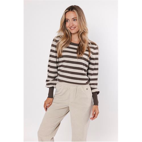 Poools ladieswear pullovers & vests - sweater striped. available in size 36 (olive)