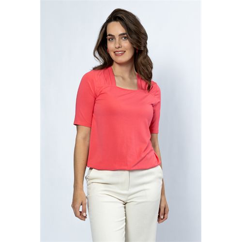 Roberto Sarto dameskleding t-shirts & tops - blouson vierkante hals. beschikbaar in maat 38,40,42,44,48 (rood)