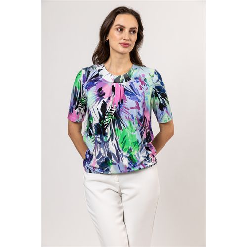 Roberto Sarto dameskleding t-shirts & tops - blouson elastic o-neck s/s. mix 42,44,46 (multicolor)