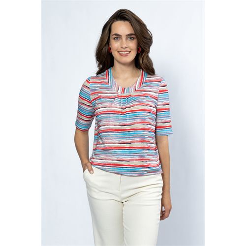 Roberto Sarto dameskleding t-shirts & tops - blouson elastic o-neck s/s. mix 38,40,42,44,46,48 (multicolor)