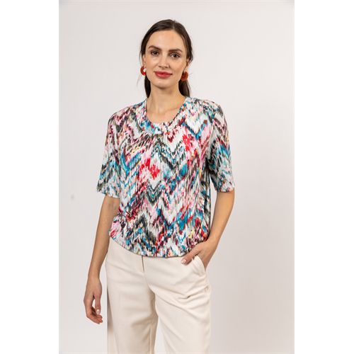 Roberto Sarto dameskleding t-shirts & tops - blouson elastic o-neck s/s. mix 38,40,42,44,46,48 (multicolor)