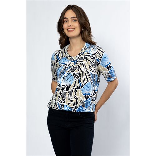 Roberto Sarto dameskleding t-shirts & tops - blouson elastic o-neck s/s. mix 42,44,48 (multicolor)