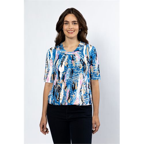 Roberto Sarto dameskleding t-shirts & tops - blouson elastic o-neck s/s. mix 40,42,44,48 (multicolor)