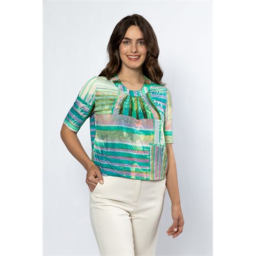 Roberto Sarto dameskleding t-shirts & tops - blouson elastic o-neck s/s. mix 38,40,42,44,46 (multicolor)