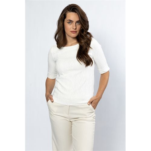 Roberto Sarto dameskleding t-shirts & tops - t-shirt rib boatneck long s/s. beschikbaar in maat 38,40,42,44,46,48 (ecru)