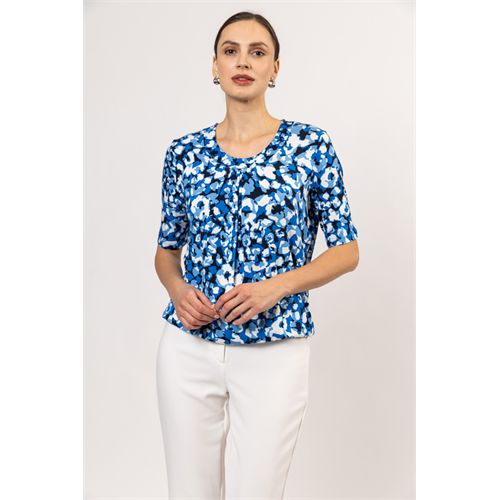 Roberto Sarto dameskleding t-shirts & tops - blouson elastic o-neck s/s. mix  (multicolor)