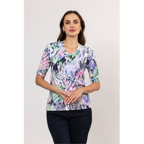 Roberto Sarto dameskleding t-shirts & tops - t-shirt ronde hals k/m. mix 38,44,46 (multicolor)