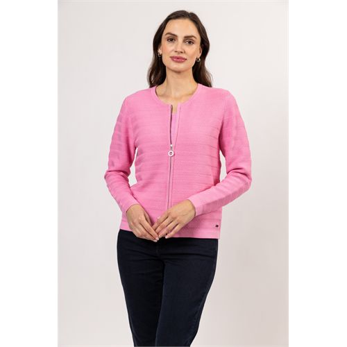 Roberto Sarto dameskleding truien & vesten - ritsvest ronde hals l/s. mix 38,40,42,44,46,48 (roze)