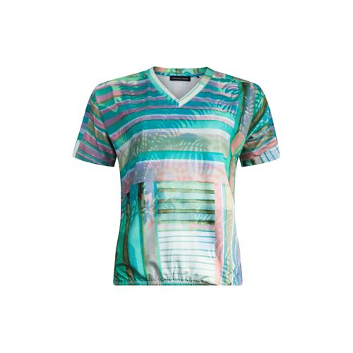 Roberto Sarto ladieswear t-shirts & tops - blouson elastic v-neck short cropped sleeves. available in size  (multicolor)
