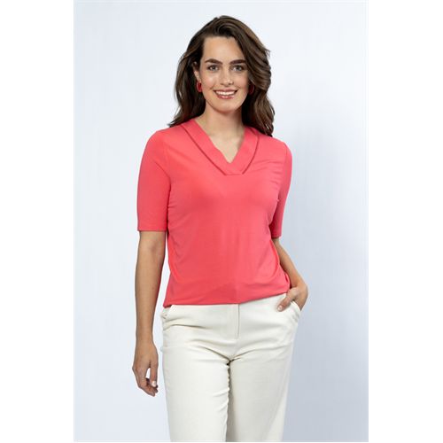 Roberto Sarto dameskleding t-shirts & tops - blouson v-neck s/s. mix 38,40,42,44,46,48 (rood)