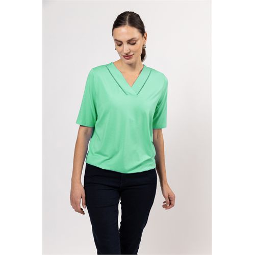 Roberto Sarto dameskleding t-shirts & tops - blouson v-neck s/s. mix 40,42,44,46,48 (groen)