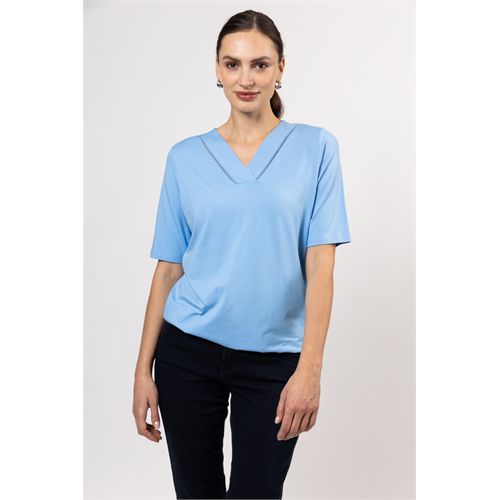 Roberto Sarto dameskleding t-shirts & tops - blouson v-neck s/s. mix 38,40,42,44 (blauw)