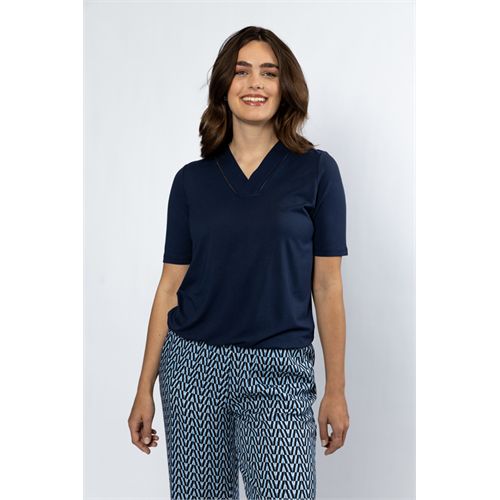 Roberto Sarto dameskleding t-shirts & tops - blouson v-neck s/s. mix 38,40,42,44,46,48 (blauw)