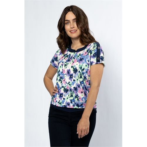 Roberto Sarto dameskleding t-shirts & tops - t-shirt blouson o-neck s/s. mix 40,42,44,46,48 (multicolor)