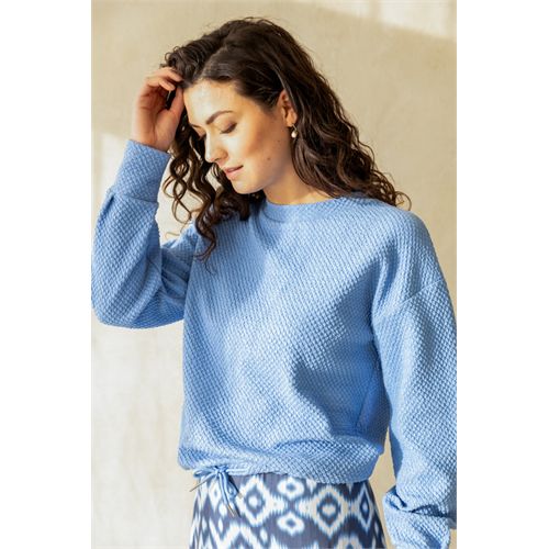 Anotherwoman dameskleding truien & vesten - sweatshirt ronde hals. mix  (blauw)