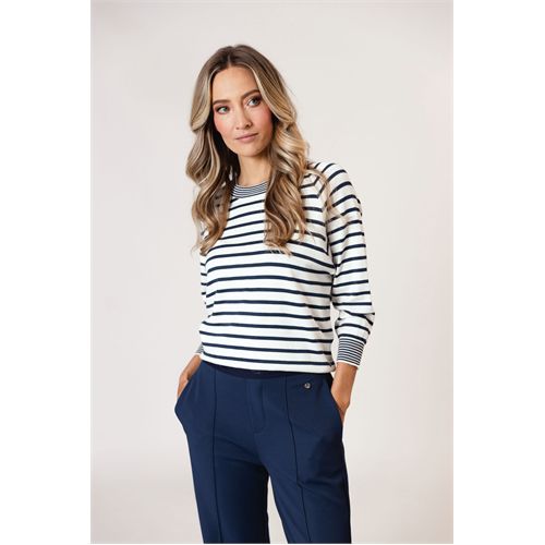 Poools dameskleding truien & vesten - sweater stripe. mix  (blauw)