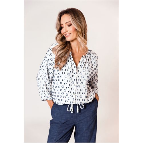 Poools dameskleding blouses & tunieken - blouse dots. beschikbaar in maat  (blauw)