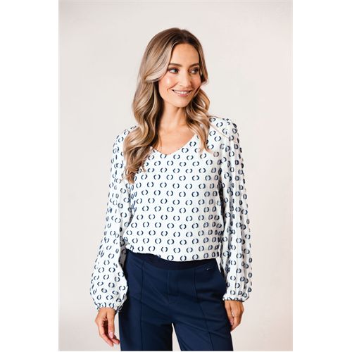 Poools dameskleding blouses & tunieken - blouse dots. beschikbaar in maat  (blauw)