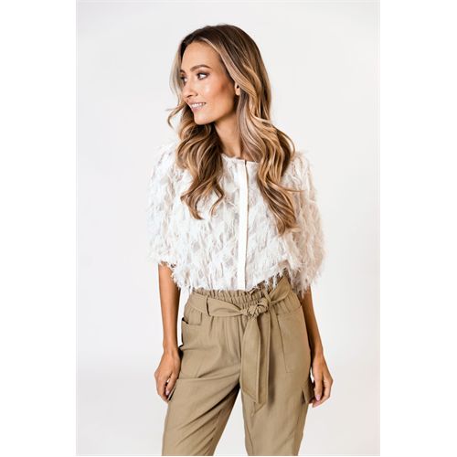 Poools dameskleding blouses & tunieken - blouse fringes. mix 36,38,40,42,44,46 (ecru)