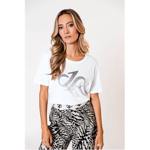 Poools dameskleding t-shirts & tops - t-shirt monogram. beschikbaar in maat  (ecru)