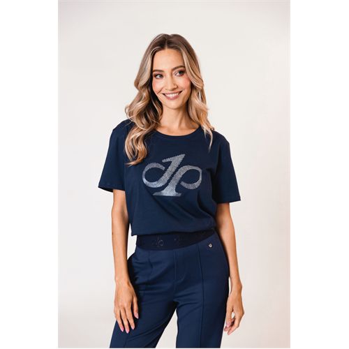 Poools dameskleding t-shirts & tops - t-shirt monogram. mix  (blauw)