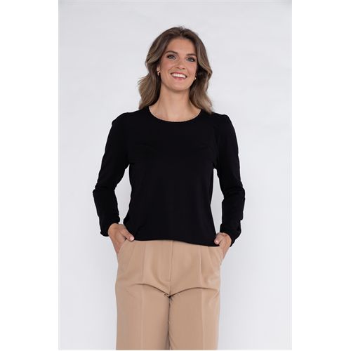 Roberto Sarto dameskleding t-shirts & tops - blouson ronde hals. mix  (zwart)