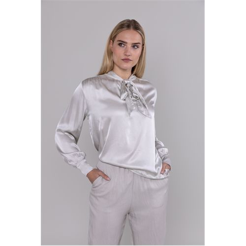 Anotherwoman ladieswear blouses & tunics - blouse with bow satin. available in size 38,40,42,44,46 (off-white)