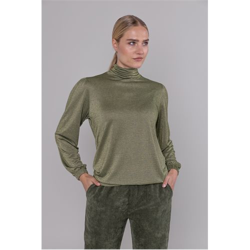 Anotherwoman dameskleding t-shirts & tops - t-shirt turtle. mix 38 (olijf)