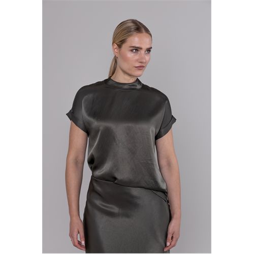 Anotherwoman dameskleding blouses & tunieken - blouse satin. mix 36,38,40,42,44,46 (olijf)
