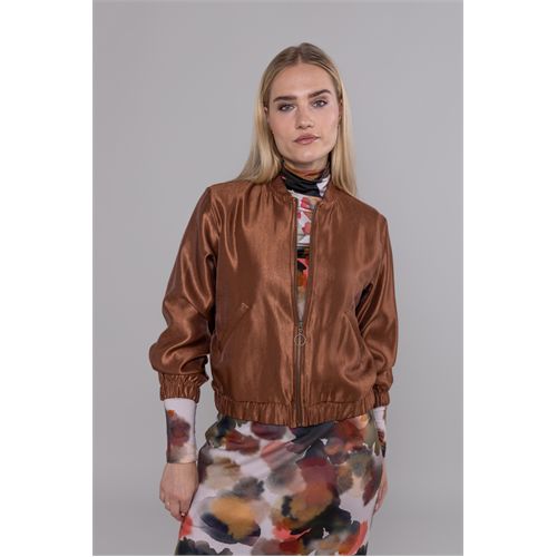 Anotherwoman dameskleding jassen & blazers - bomberjasje satin. beschikbaar in maat 36,38,40,42,44,46 (bruin)
