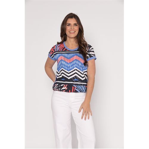 Roberto Sarto dameskleding t-shirts & tops - blouson ronde hals. beschikbaar in maat  (multicolor)