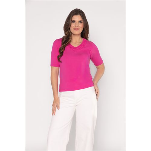 Roberto Sarto dameskleding t-shirts & tops - t-shirt v-hals. beschikbaar in maat  (roze)