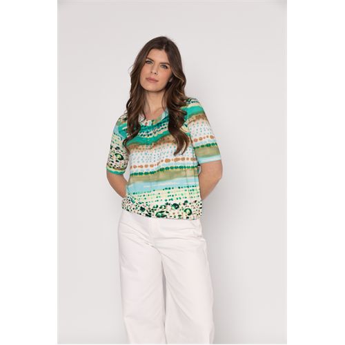 Roberto Sarto dameskleding t-shirts & tops - blouson ronde hals. beschikbaar in maat  (multicolor)