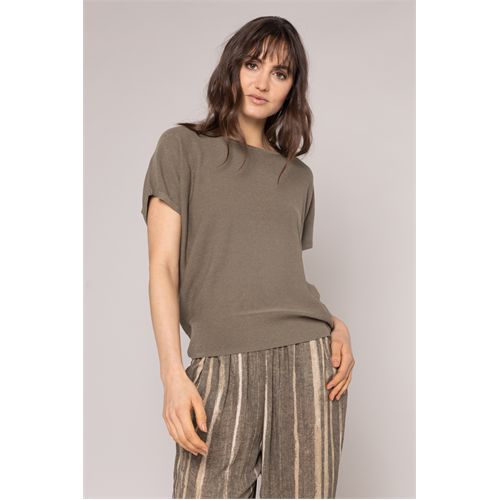 Anotherwoman dameskleding t-shirts & tops - top ronde hals. beschikbaar in maat  (olijf)