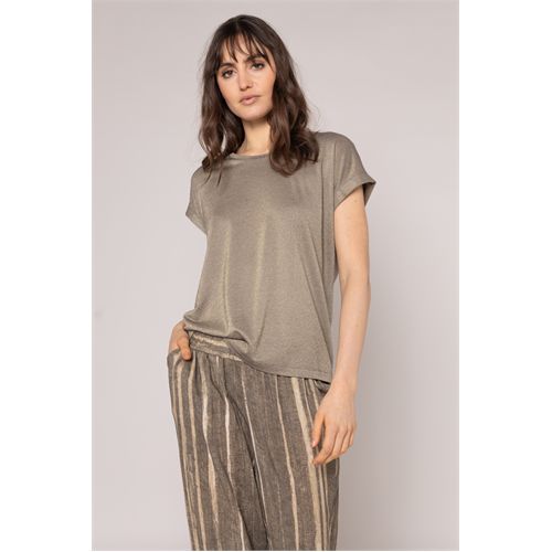 Anotherwoman dameskleding t-shirts & tops - t-shirt ronde hals. beschikbaar in maat  (olijf)