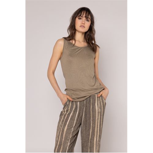 Anotherwoman dameskleding t-shirts & tops - singlet ronde hals. beschikbaar in maat  (olijf)