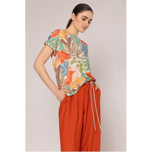 Anotherwoman ladieswear t-shirts & tops - <p>printed top with attached sleeve in linen/viscose slub jersey</p>.. available in size 36,38,40,42,44,46 (multicolor)