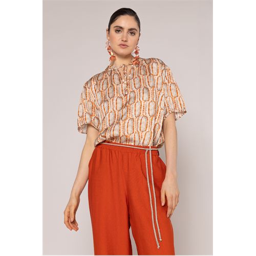 Anotherwoman ladieswear blouses & tunics - <p>blouse with stand-up hem and puff sleeve in printed 100% cotton voile</p>.. available in size 36,38,40,42,44,46 (multicolor)