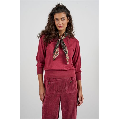 Anotherwoman ladieswear pullovers & vests - crew-neck, 3/4-sleeve pullover in a wool-cotton blend. available in size 36,38,40,42,44,46 (red)