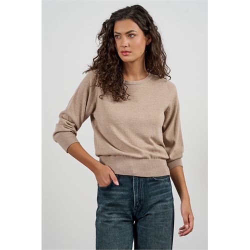 Anotherwoman ladieswear pullovers & vests - crew-neck, 3/4-sleeve pullover in a wool-cotton blend. available in size 36,38,40,42,44,46 (brown)
