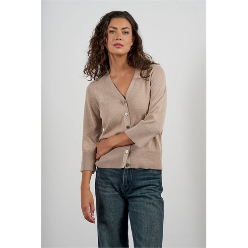 Anotherwoman ladieswear pullovers & vests - v-neck cardigan, 7/8 sleeves with wide cuffs; matching turtleneck sweater available. available in size 36,38,40,42,44,46 (brown)