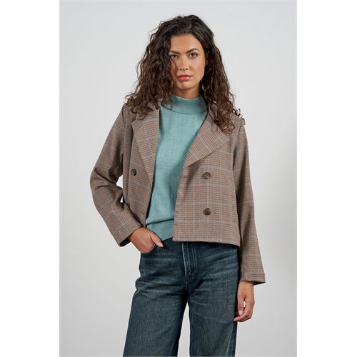 Anotherwoman ladieswear coats & jackets - short, double-breasted blazer in a fine houndstooth pattern. available in size 36,38,40,42,44 (multicolor)