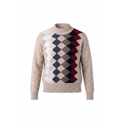 Anotherwoman ladieswear pullovers & vests - multicolored argyle check intarsia-knitted turtleneck sweater. available in size 36,40,42,44 (multicolor)