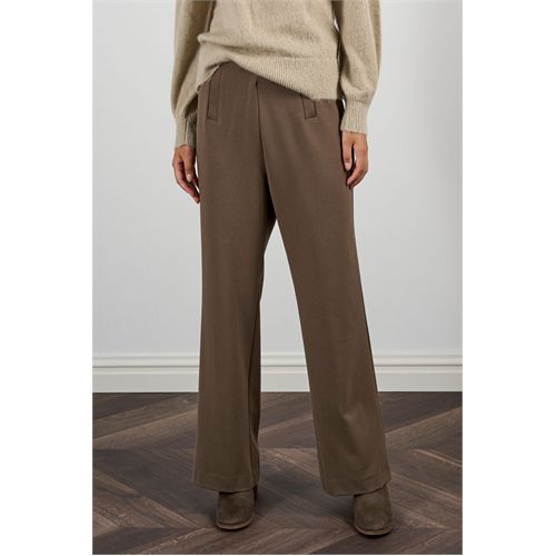 Anotherwoman ladieswear trousers - high-waisted pants with wide legs in fine twill. available in size 36,38,40,42,44,46 (brown)