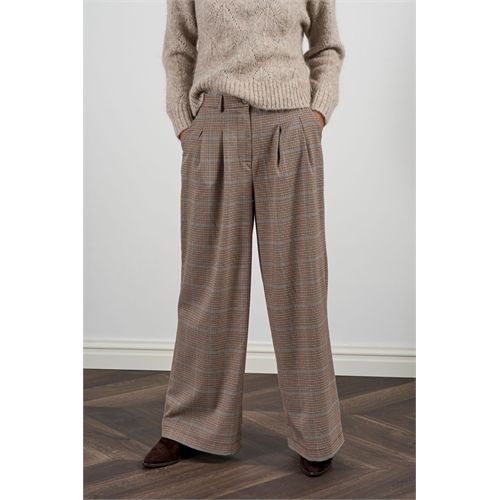 Anotherwoman ladieswear trousers - wide-leg pants with a pleat and side pockets in a delicate houndstooth pattern. available in size 36,38,40,42,44 (multicolor)