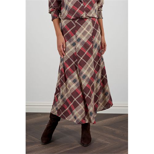 Anotherwoman ladieswear skirts - wide midi skirt in a printed check pattern made of supple viscose. available in size 36,38,40,42,44,46 (multicolor)