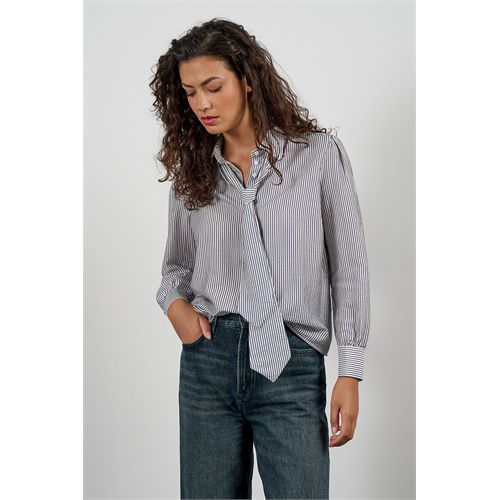 Anotherwoman ladieswear blouses & tunics - stylish woven shirt with a tie/scarf and contrasting piping on the collar. available in size 36,38,40,42,44,46 (multicolor)
