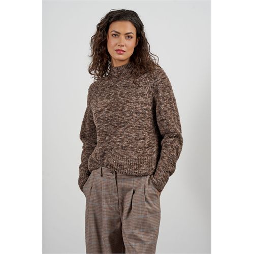 Anotherwoman ladieswear pullovers & vests - turtleneck pullover made of boucl� yarn, in solid or multicolored. available in size 36,38,40,42,44,46 (multicolor)
