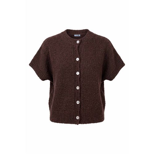 Anotherwoman ladieswear pullovers & vests - short-sleeved cardigan made of boucl� yarn, available in solid and multicolored. reversible. available in size 36,38,40,42,44,46 (brown)